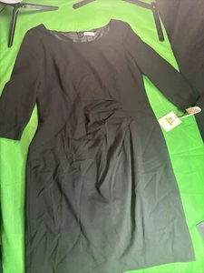 Calvin Klein Women's Ruched Midi Sheath casual Dress Black Size 14 NEW - Picture 1 of 11