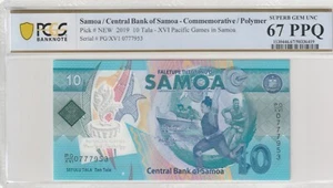 Samoa 2019 10 Tala PCGS Certified Banknote UNC 67 PPQ Pick NEW (45) - Picture 1 of 2