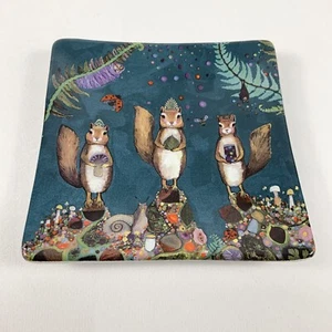 Eli Haplin Ceramic Squirrel Royale Squirrels and Mushrooms Trinket Dish Coaster - Picture 1 of 4