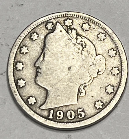 1905 Liberty Head " V " Nickel Philadelphia Mint USA Type Coin -Actual Photos A1 Cover