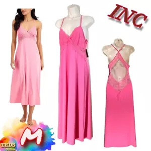 NWT INC Women's M Lace Long Nightgown Foxy Pink 100059837MS $60 - Picture 1 of 7