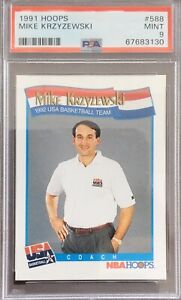 1991 NBA Hoops Team USA Mike Krzyzewski Coach PSA 9 Mint #588