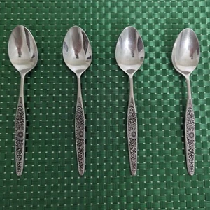 Interpur JARDINERA Stainless 4 Teaspoons Floral Japan Flatware Flowers Daisies - Picture 1 of 13