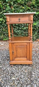 antike Jugendstil Nachtkommode Eiche massiv Säulen - Bild 1 von 7