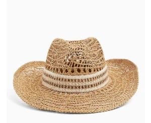NWT TORRID PLUS TAN STRAW BANDED HAT S/M NATURAL - Picture 1 of 8