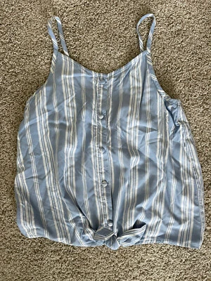 Camiseta sin mangas Abercrombie niños niñas talla 13/14 a rayas usada en excelente estado parte inferior torcida sin mangas Foto 1 de 4