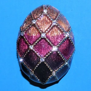 Vintage Signed NAPIER Egg Brooch Pin Easter Rhinestones Pink Purple Enamel RARE - Picture 1 of 6