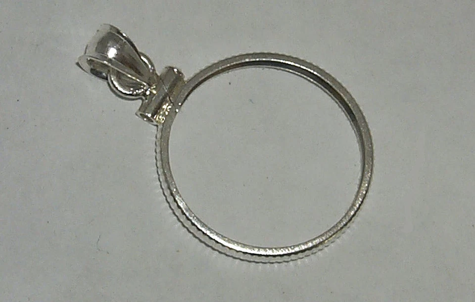 Coin Bezel U.S. NICKEL FIVE Cent Mount Reeded Edge Sterling Silver Soldered Bail - Image 1 of 1