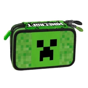 ASTUCCIO SCUOLA 3 ZIP CON CORREDO PIXEL MINECRAFT - Foto 1 di 2