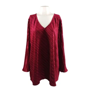 Neu mit Etikett $ 85 Alfani Samt Urlaub Plissee Top ÜBERGRÖSSE 3X (24W-26W) Malbec rot - Bild 1 von 10