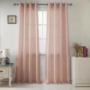 RT Designers Collection Nancy Faux Silk Grommet Curtain Panel 54" x 84" Blush - Picture 1 of 3