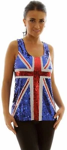 Sparkly SEQUINNED Union Jack dress - UK 8/10 small fitting BRITISH Flag - Picture 1 of 6