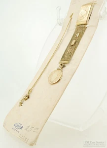 3" NOS vintage YGF multi-strand ribbon style pocket watch chain with locket fob - Picture 1 of 4