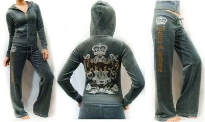 Juicy Couture Women's Heather Grey Teacup Crown Logo Hoodie Zip Jacket - Image 1 of 3