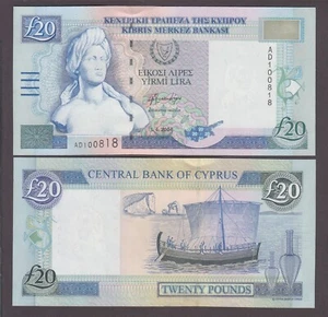 CYPRUS P.63c 20 POUNDS 2004 PFX AD UNCIRCULATED YYY 2504 - Picture 1 of 1