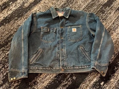 Редкий винтажный Carhartt джинсовой ткани ацтеков Southwest Chore пальто одеяло с подкладкой XL 80-х 90-х - Изображение 1 из 4