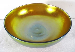 SIGNIERTE STEUBEN AURENE 8" SCHALE, GOLD IRISIEREND, NEUWERTIG - Bild 1 von 7