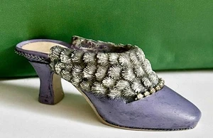 Miniature Shoe Collectible High Heel Purple Lilac Lavender Jewels Feather-look - Picture 1 of 8