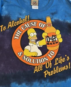 Camiseta De Colección Simpson Hombres Talla L Azul Tie Dye Homer Duff Cerveza Dibujos Animados Azul Líquido - Imagen 1 de 6