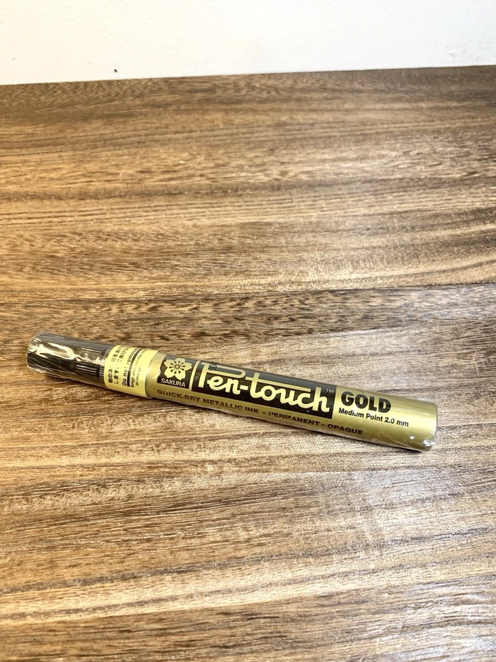 Sakura Pen Touch Gold Medium Point 2.0mm Quick Dry Metallic Ink  Opaque New - Image 1 of 2