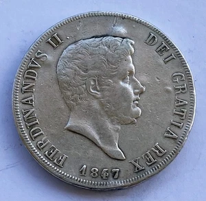 HN Napoli Ferdinando II di Borbone 1847 (5 su 4) piastra Ag RRR r191 - Picture 1 of 2