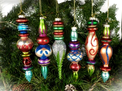 Christbaumschmuck Christbaumkugel Zapfen orient 'Ornament' aus Glas bunt 6er-Set - Bild 1 von 4