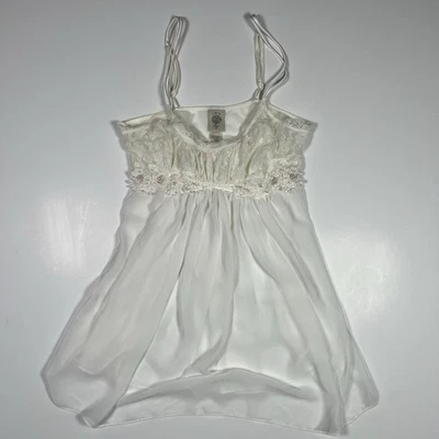 In Bloom by Jonquil Cream/White Floral Mesh Lace Babydoll Floral Beaded Size S - Image 1 of 4