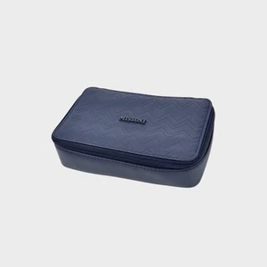 Estuche de Viaje Missoni Exclusivo Delta One Bolsa Azul Chevron Cremallera Cuero - Imagen 1 de 11