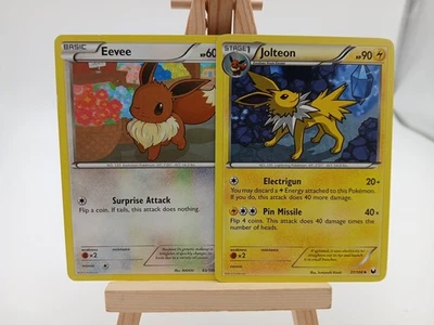 Eevee 83/108 & jolteon 37/108 - Dark Explorers - LP Pokemon Cards, 2012 - Image 1 of 4