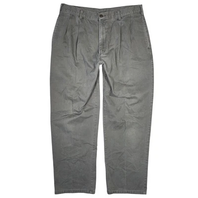 Pantalones chinos plisados Chaps Ralph Lauren para hombre 34x30 gris mezcla de algodón patinador holgados Foto 1 de 4