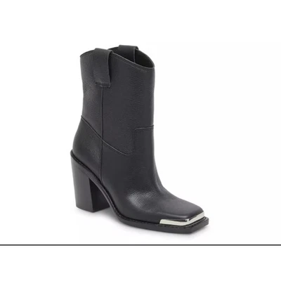 NWOB Dolce Vita Falon Black Leather Square Toe Heeled Western Boots Women 7.5 - Image 1 of 4