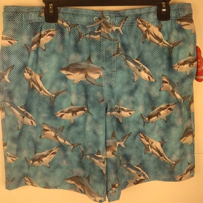 Wonder Nation Boys Quick Dry Sharks Swim Short Size XL Husky - New          (B1) - Image 1 of 4