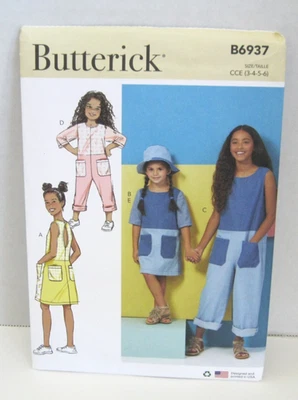 Butterick 6937 Dress, Romper & Hat (3 Sizes) Girls' 3-6 Pattern Uncut - Image 1 of 2