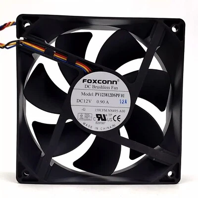1PC FOXCONN PV123812DSPF01 12038 DC12V 0.90A 12CM 4-Wire Cooling Fan - Image 1 of 4