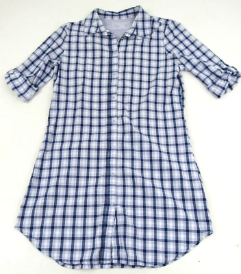 Camisa de dormir Nautica para mujer talla pequeña azul a cuadros manga 3/4 Foto 1 de 4