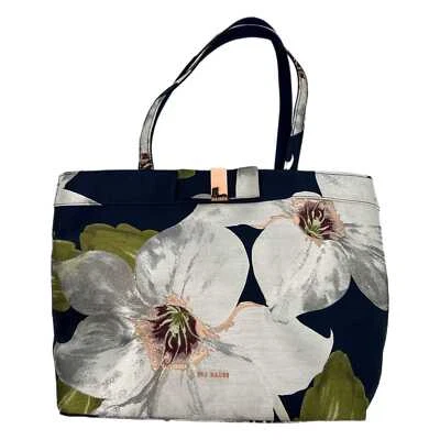 Ted Baker Blue Silver Floral Print Tote | Matching Pouch Included - Image 1 of 4