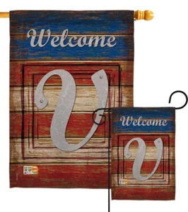 Patriotic V Initial Garden Flag Americana Decorative Gift Yard House Banner - Picture 1 of 19