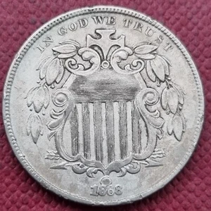 1868 Shield Nickel 5c Better Grade XF #57891 - Picture 1 of 2