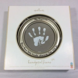 Hallmark MY BAPTISM Handprint Hanging Frame Kit Silver Bless These Little Hands - Picture 1 of 6