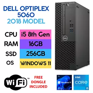 Dell Optiplex SFF 5060 i5 8th Gen 16GB 240GB SSD Windows 11 Desktop PC WIFI - Picture 1 of 12
