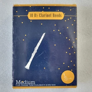 Clarinet Reeds 10 Count Box Bb Medium Strength 2.5-3 with Cork Grease  New - Picture 1 of 3
