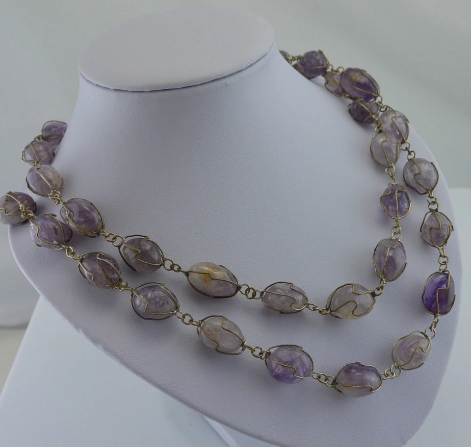 Vintage Damen  Halskette mit Amethysten - in Silber gefasst - Bild 1 von 3