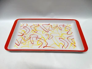 Melamine 12 x 6.5" Tray Red & Yellow Abstract Design Serving Tray Kitchen Decor - Picture 1 of 10