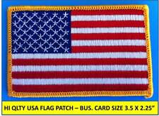 USA AMERICAN FLAG EMBROIDERED PATCH IRON-ON SEW-ON GOLD BORDER (3½ x 2¼”) 