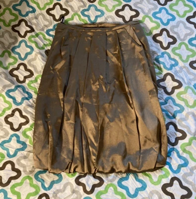 Barneys New York Metallic Gold Tulip A-Line Ruffle Silk Skirt Women Size 40/6 - Image 1 of 4