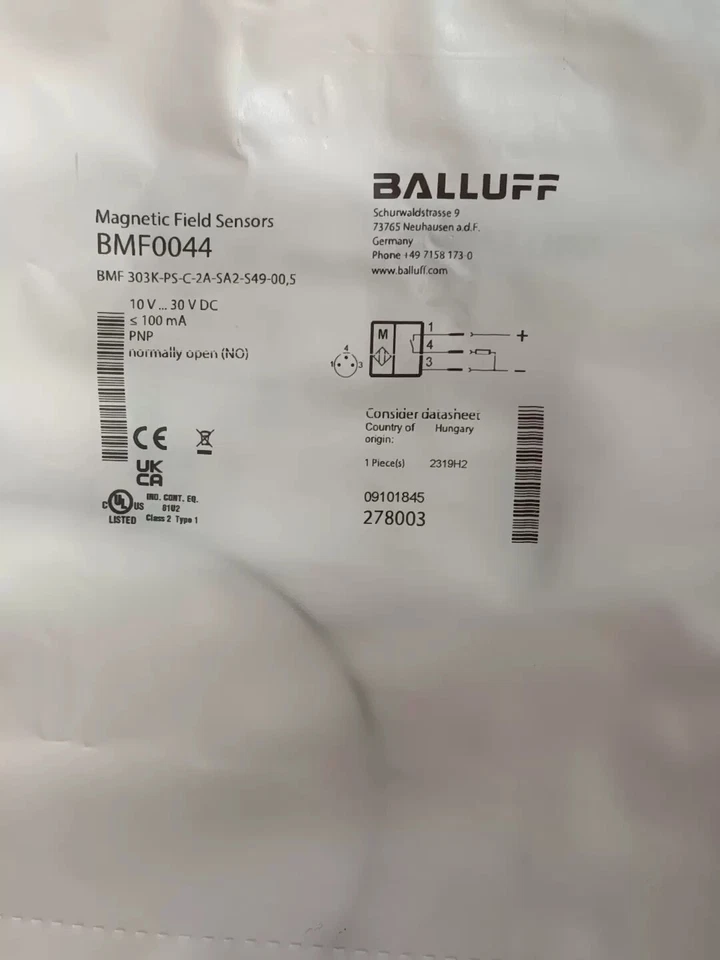 1pcs BALLUFF BMF0044 BMF 303K-PS-C-2A-SA2-S49-00,5 - Image 1 of 1