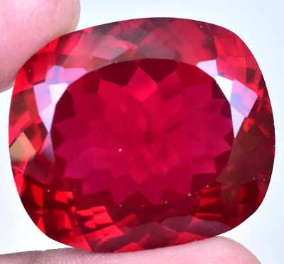 75.05 Ct Natural Mozambique Blood Red Ruby Stunning Cushion Certified Gemstone - Image 1 of 4