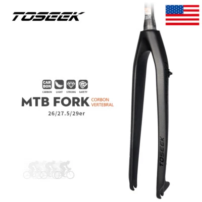 26/27.5/29 Inch Mountain Bike Rigid Fork 1-1/8" Tapered Cabon Fiber Hard Forks - Image 1 of 4