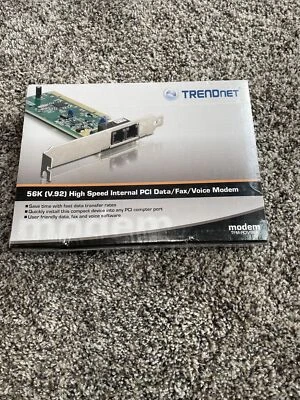 TRENDnet TFM-PCIV92A 56K High Speed Internal PCI Modem - Data/Fax/Voice - New - Image 1 of 4