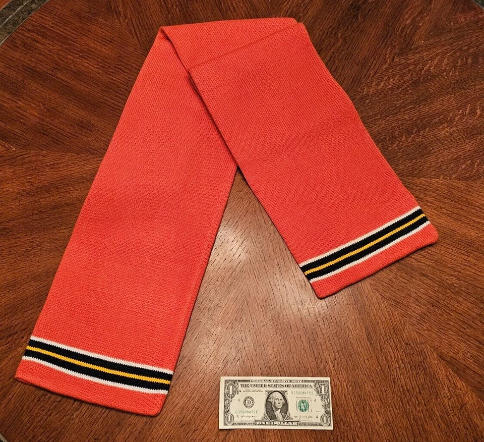 Bufanda antigua azul marino naranja negro dorado (colores HD Harley Davidson) 9 x 64 pulgadas Foto 1 de 4